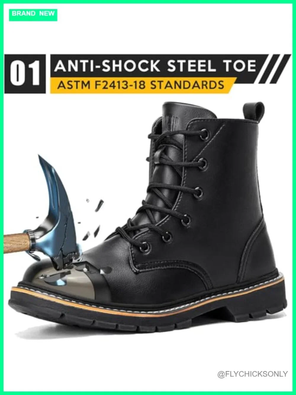 Waterproof Steel Toe Work Boots, Composite Toe, Slip Resistant